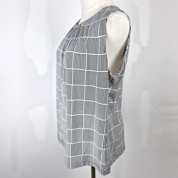 Calvin Klein Top Womens PXL Black White Geometric Sleeveless Keyhole Blouse NWT - Picture 5 of 10